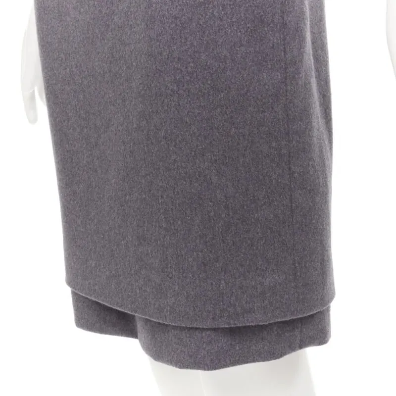 Oscar de la Renta Layered Pencil Skirt Grey Wool Never worn - Back View