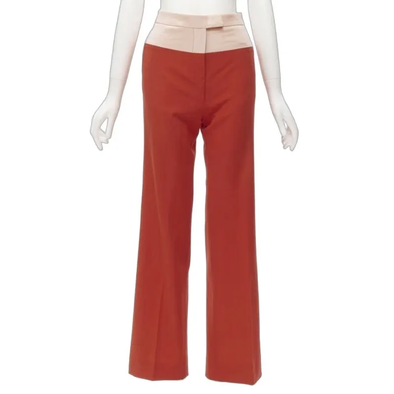 Bottega Veneta Colorblock Wide Pants Red Wool Never worn - Front View
