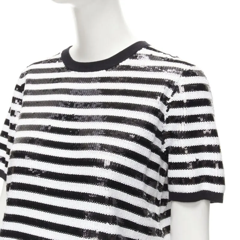 Michael Kors Striped Boxy Top Black Wool Never worn - Back View