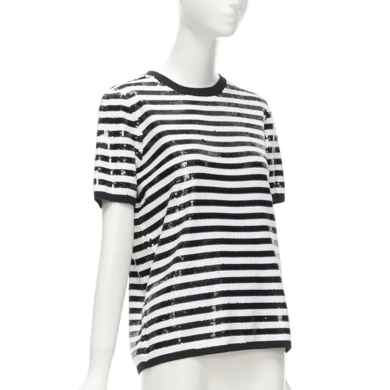 Michael Kors Striped Boxy Top Black Wool Never worn - Inside View