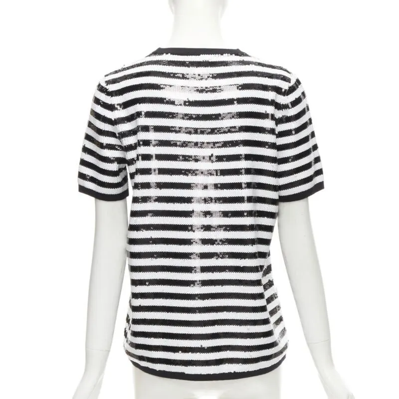 Michael Kors Striped Boxy Top Black Wool Never worn - Box View