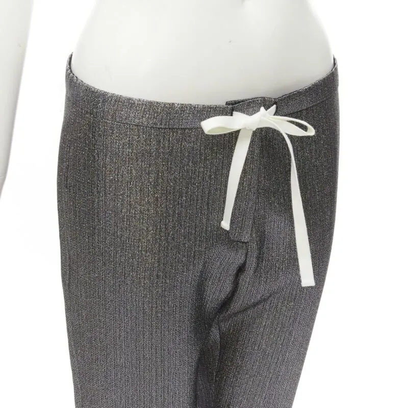 Rosie Assoulin Metallic Cropped Pants Silver Polyester Never worn - Back View