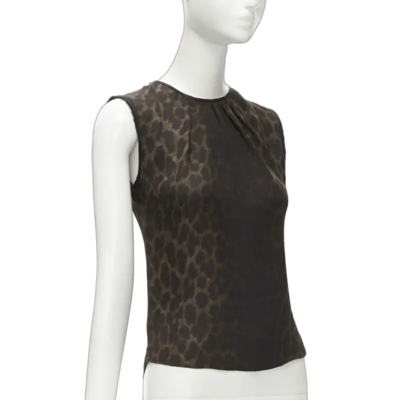 Giambattista Valli Ombre Leopard Vest Brown Silk Never worn - Front View