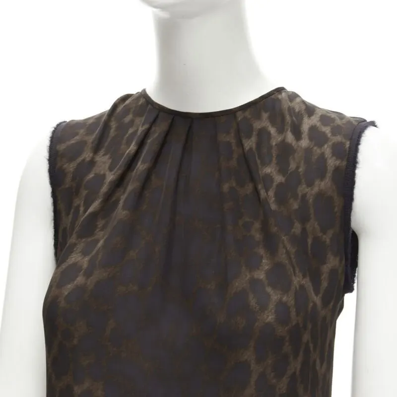 Giambattista Valli Ombre Leopard Vest Brown Silk Never worn - Back View