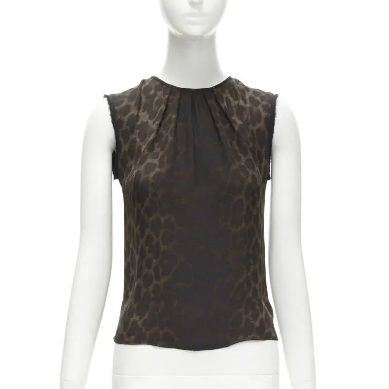 Giambattista Valli Ombre Leopard Vest Brown Silk Never worn - Inside View
