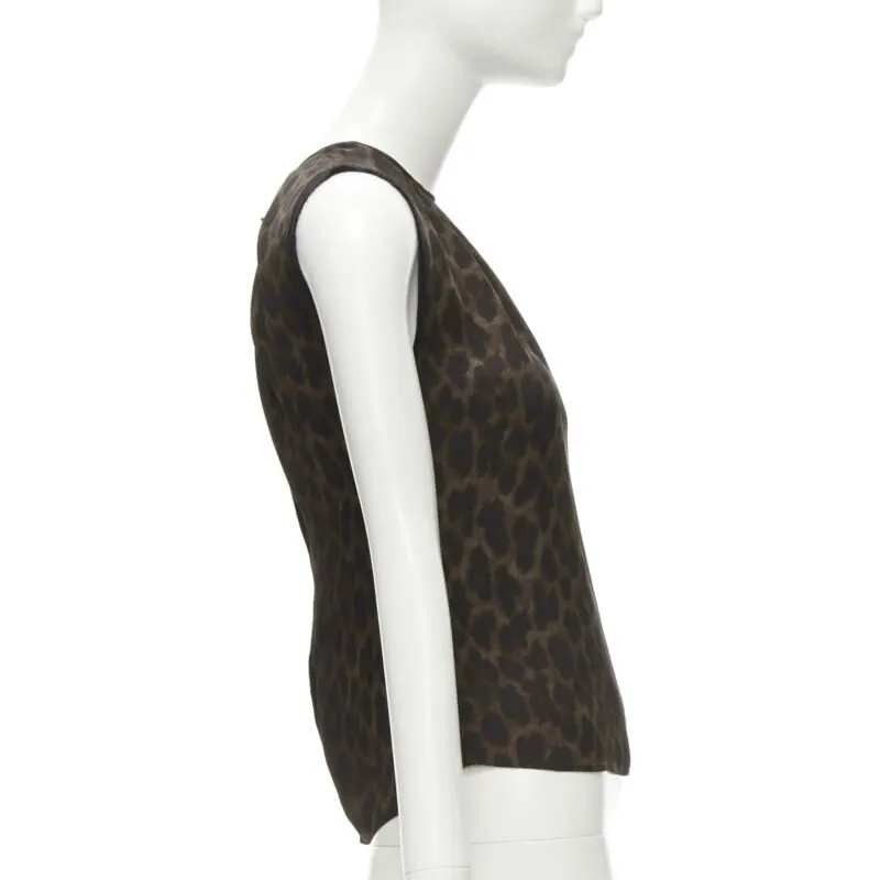 Giambattista Valli Ombre Leopard Vest Brown Silk Never worn - Model View
