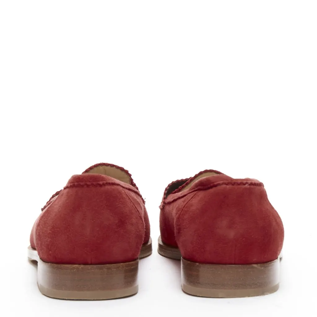 Manolo Blahnik Classic Penny Loafers Red Suede Good - Box View