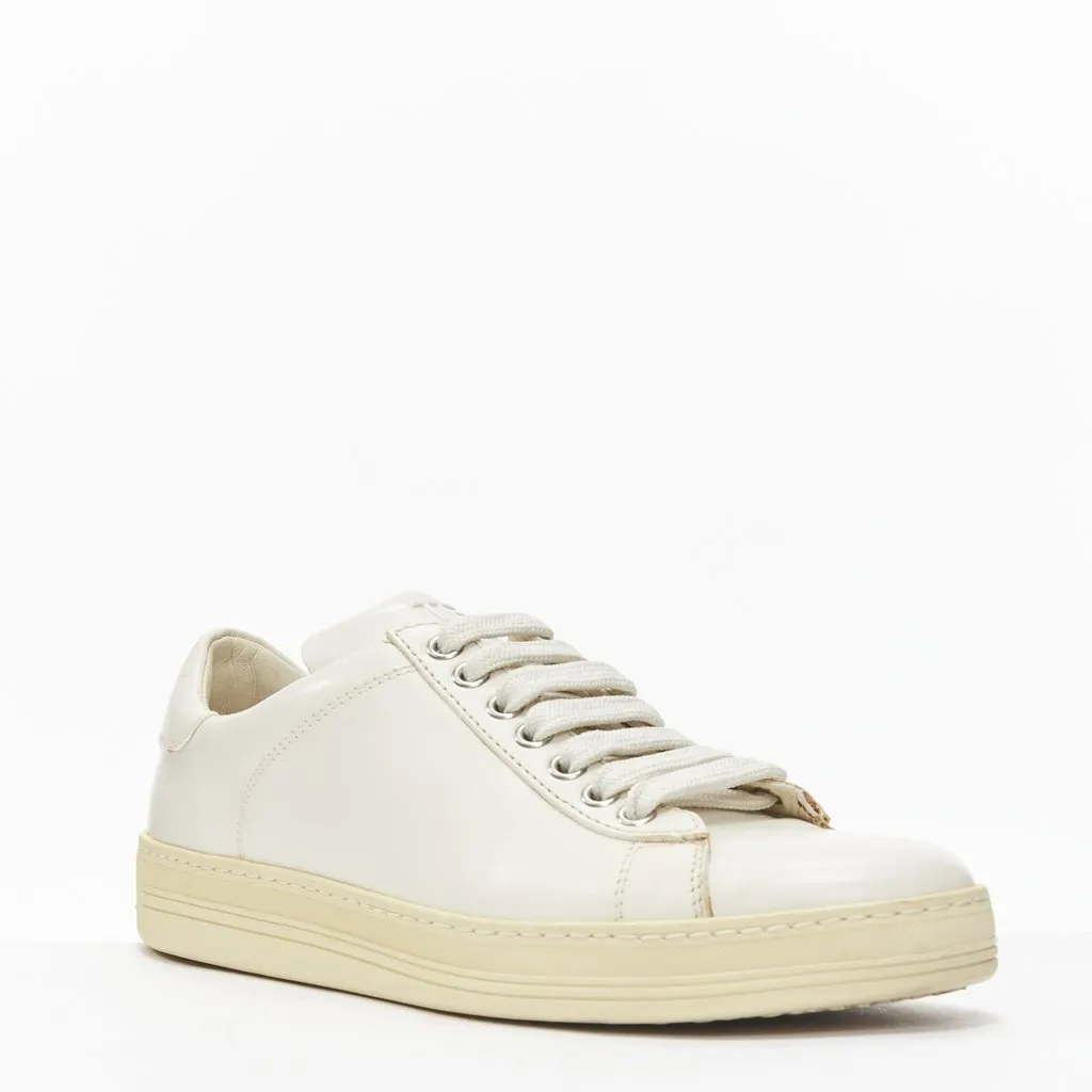 Tom Ford Classic Lace Sneakers Beige Leather Good - Back View