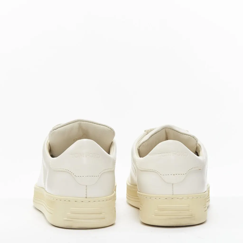 Tom Ford Classic Lace Sneakers Beige Leather Good - Model View