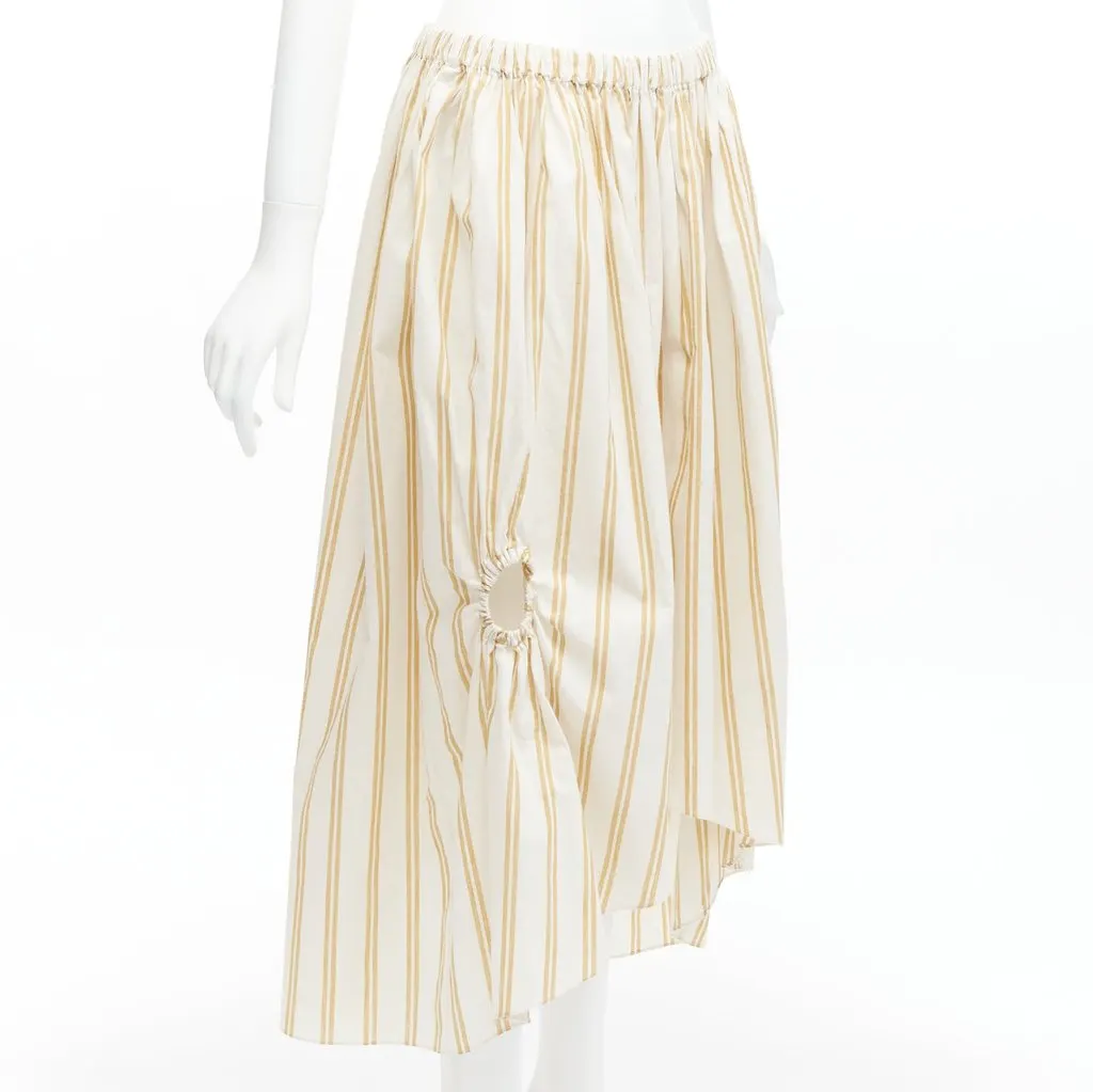 Oscar De La Renta Striped Balloon Skirt White Cotton Never worn - Front View
