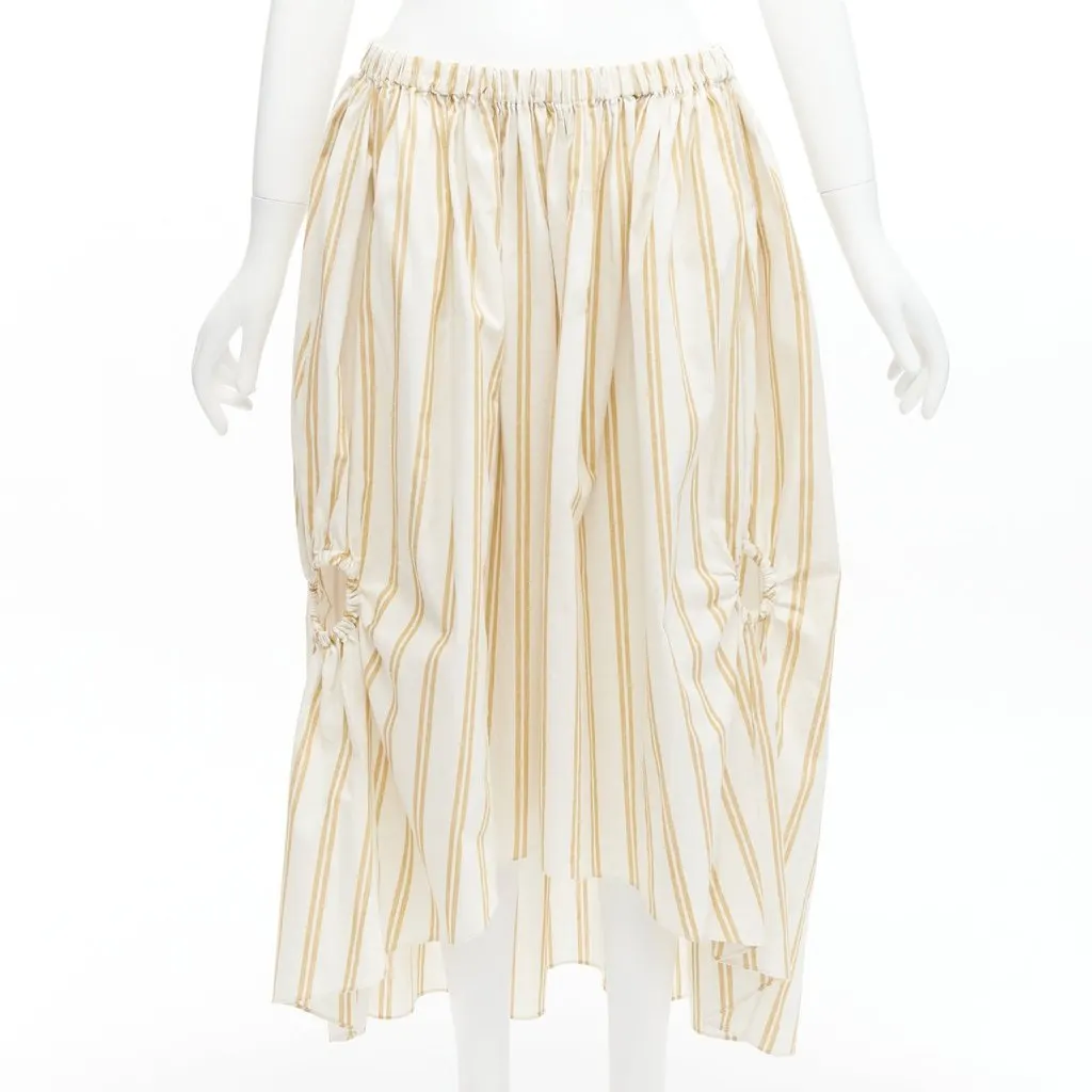 Oscar De La Renta Striped Balloon Skirt White Cotton Never worn - Inside View