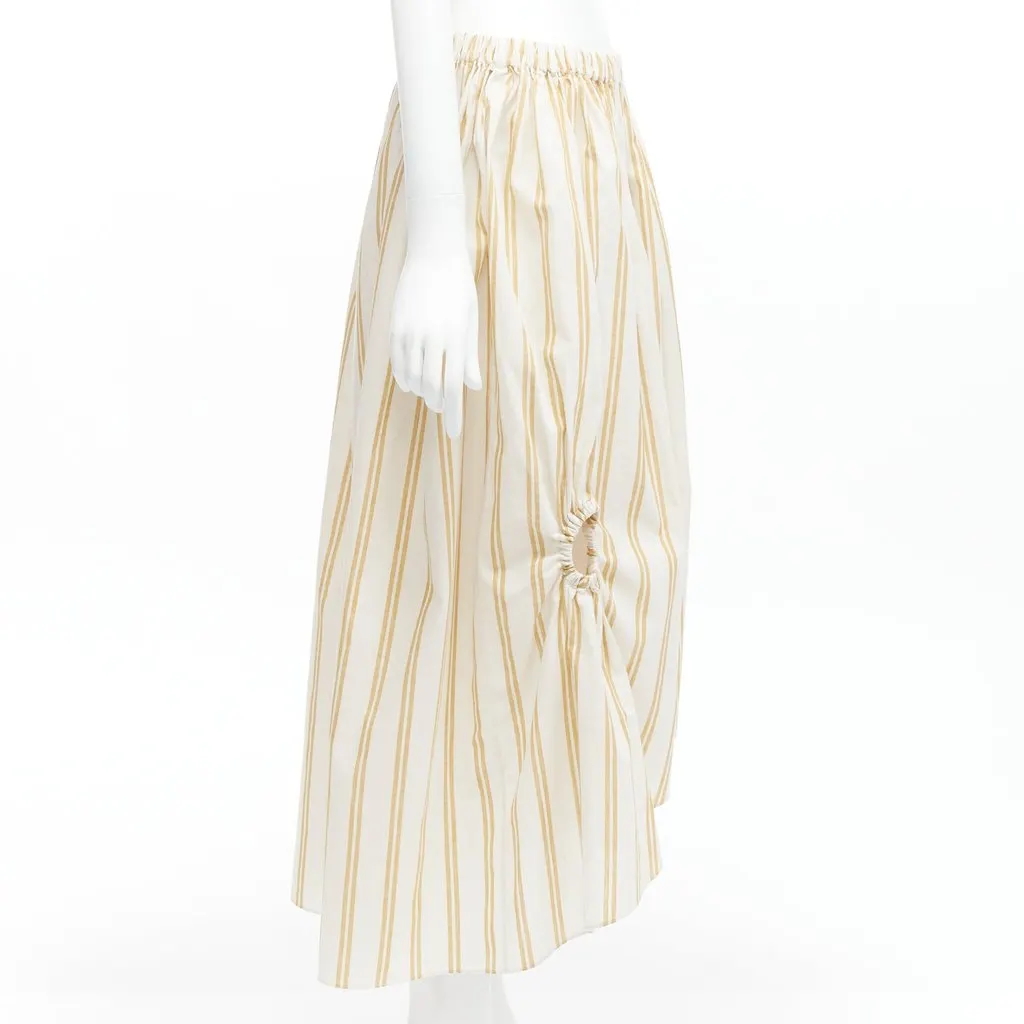 Oscar De La Renta Striped Balloon Skirt White Cotton Never worn - Model View