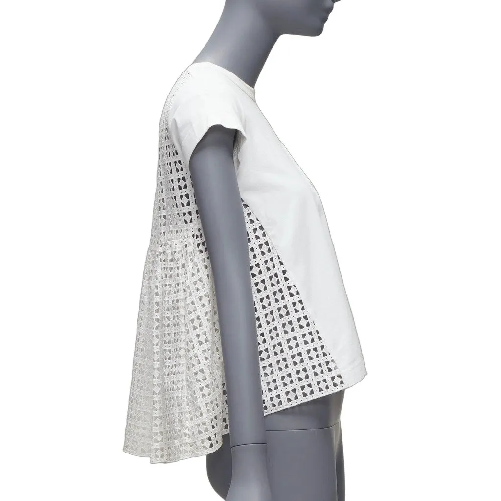 Sacai Flared Babydoll Tee White Cotton Good - Front View
