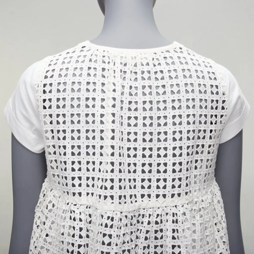 Sacai Flared Babydoll Tee White Cotton Good - Back View