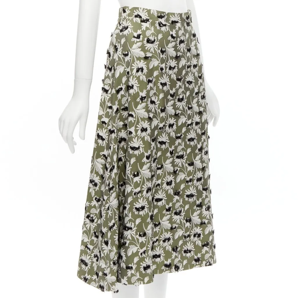 Balenciaga Fringe Floral Skirt Grey Viscose Never worn - Back View