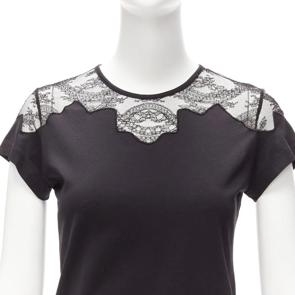 Balenciaga Lace Insert Tee Black Cotton Very good - Back View