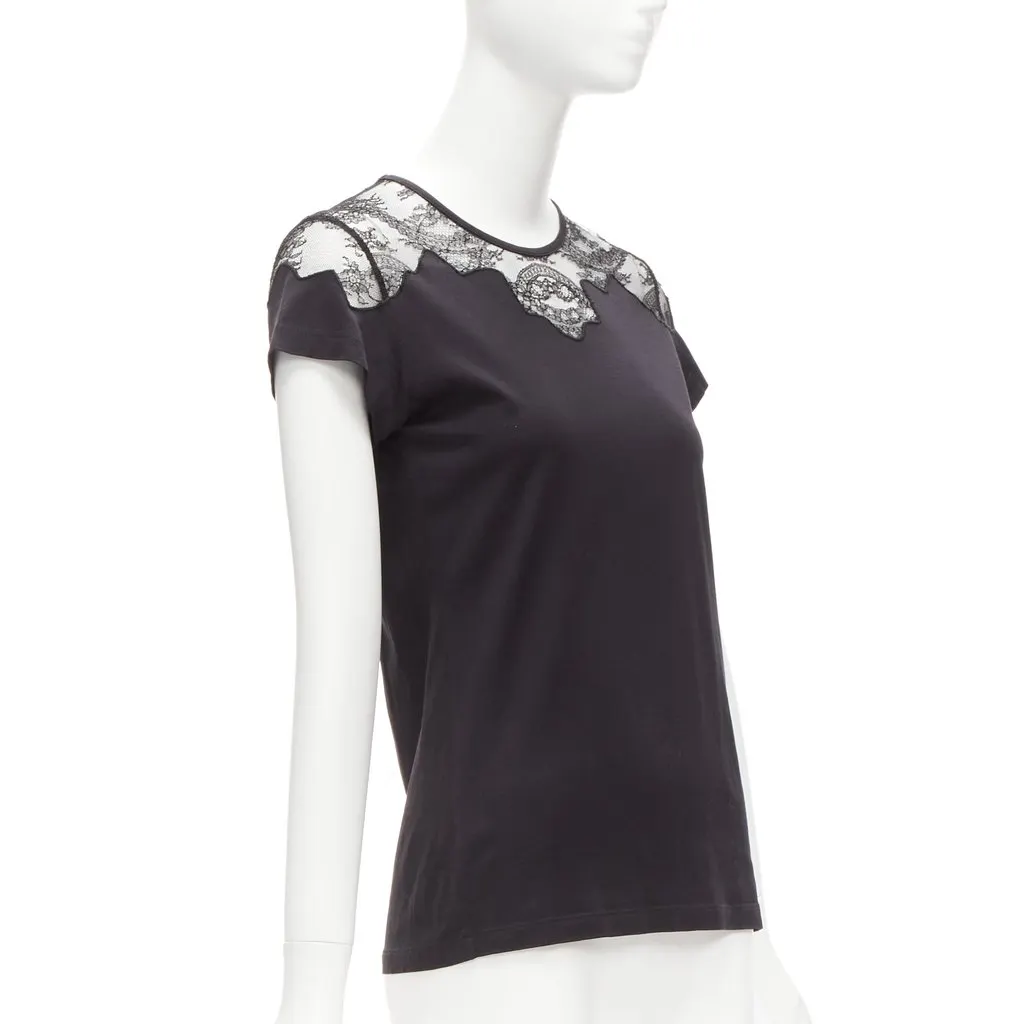 Balenciaga Lace Insert Tee Black Cotton Very good - Inside View