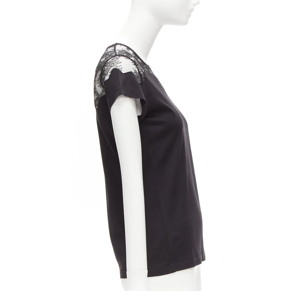Balenciaga Lace Insert Tee Black Cotton Very good - Model View