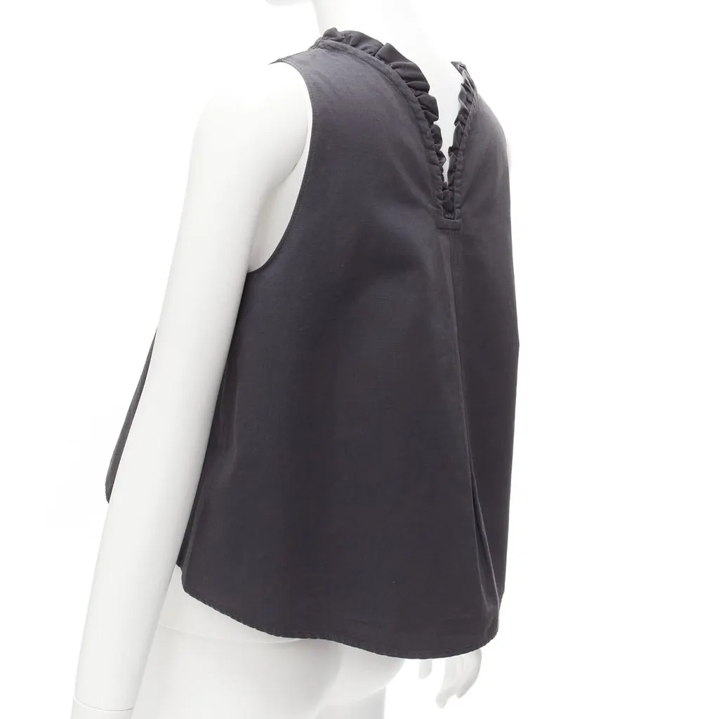 Atlantique Ascoli Ruffle Dipped Top Grey Cotton Good - Back View