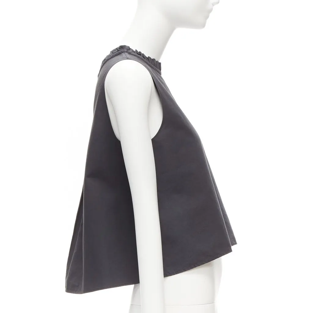 Atlantique Ascoli Ruffle Dipped Top Grey Cotton Good - Model View