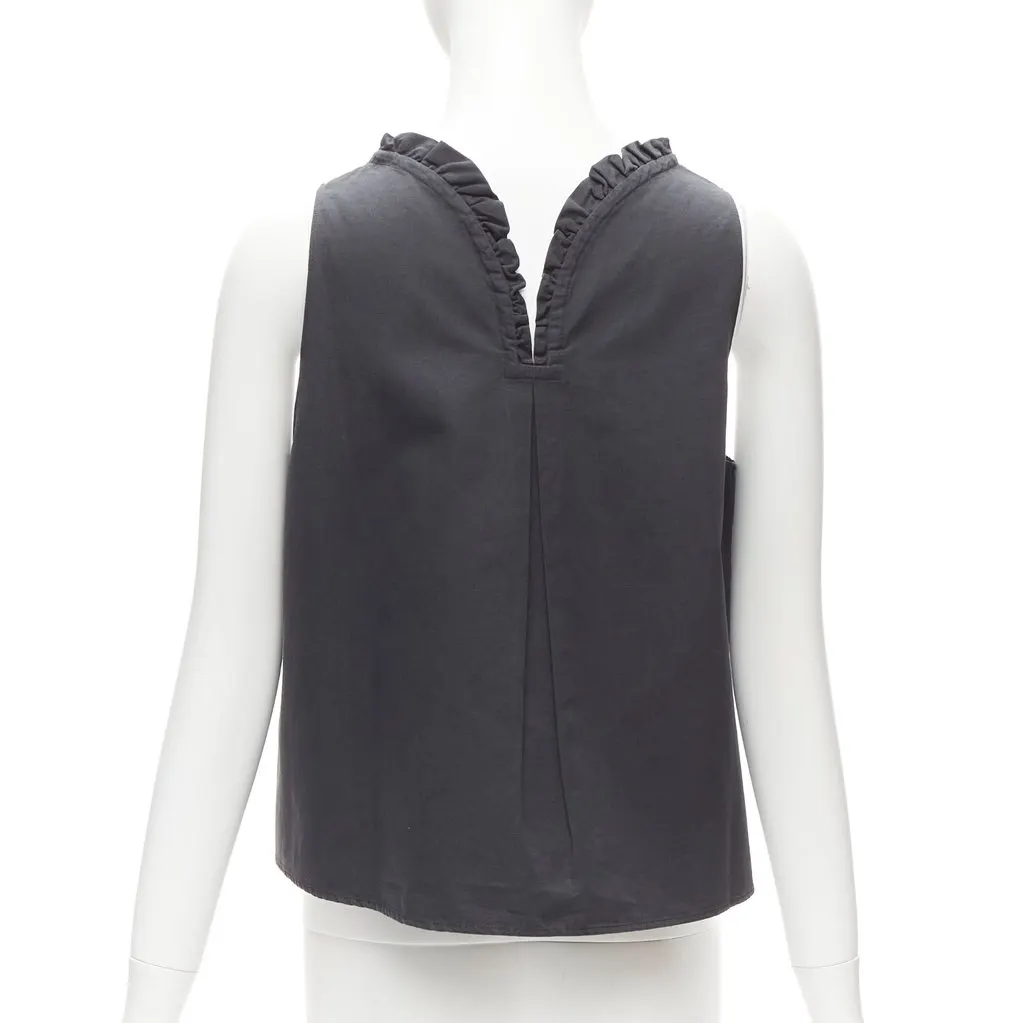 Atlantique Ascoli Ruffle Dipped Top Grey Cotton Good - Box View