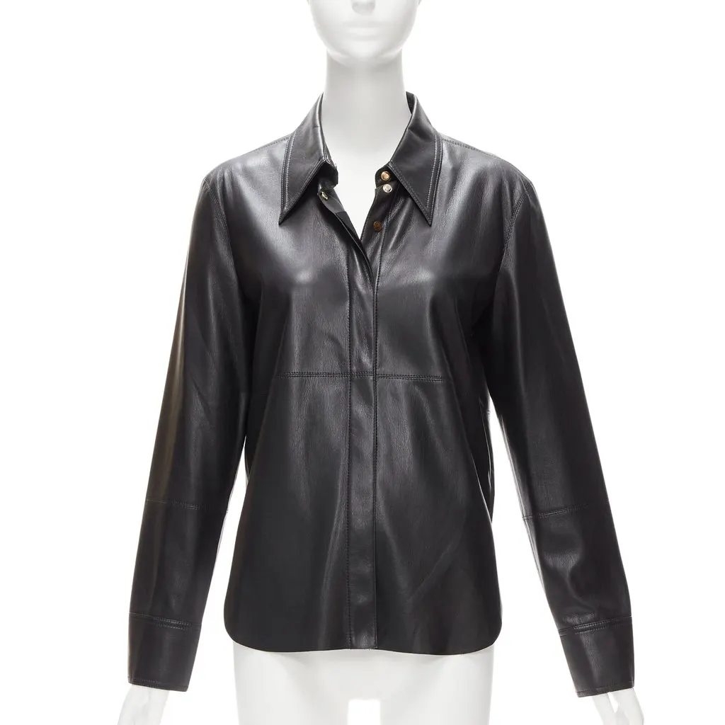 Nanushka Vegan Leather Shirt Black Very good - Front View