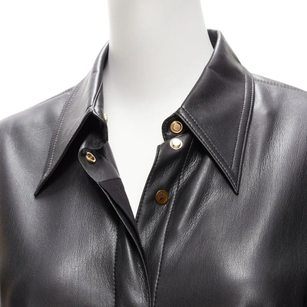 Nanushka Vegan Leather Shirt Black Very good - Back View