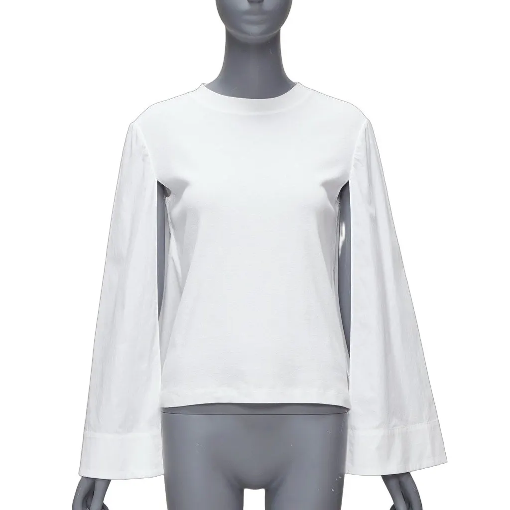 Rosetta Getty Cape Sleeve Knit Top White Cotton Very good - Front View