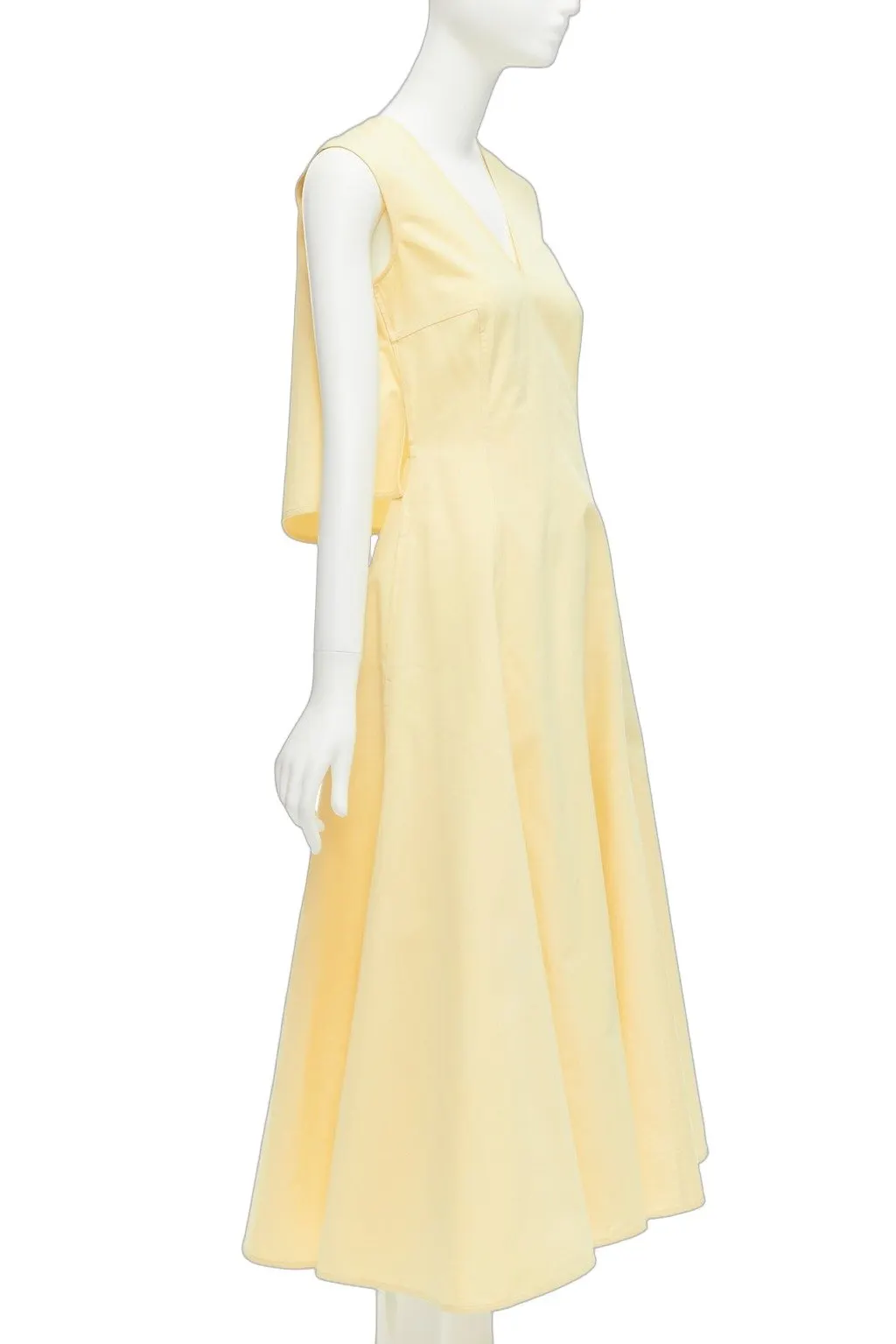 Jil Sander Cape Back Dress Ecru Cotton Never worn - Front View