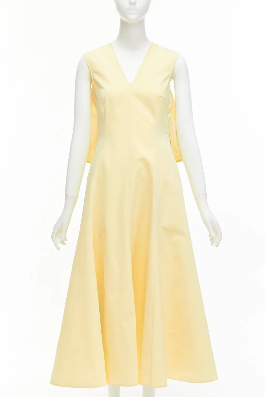 Jil Sander Cape Back Dress Ecru Cotton Never worn - Inside View