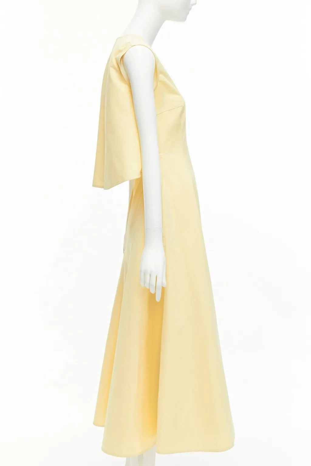 Jil Sander Cape Back Dress Ecru Cotton Never worn - Model View