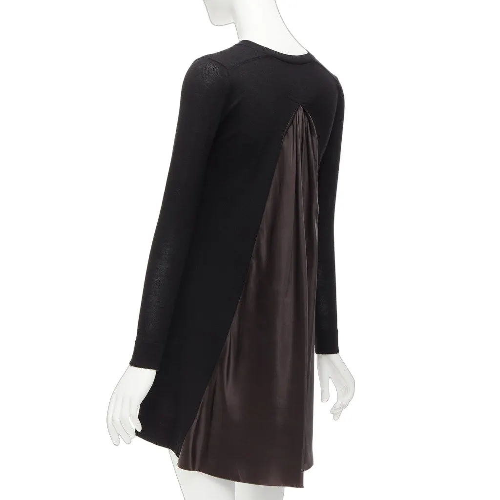 Sacai Pleat Back Dress Black Wool Never worn - Front View