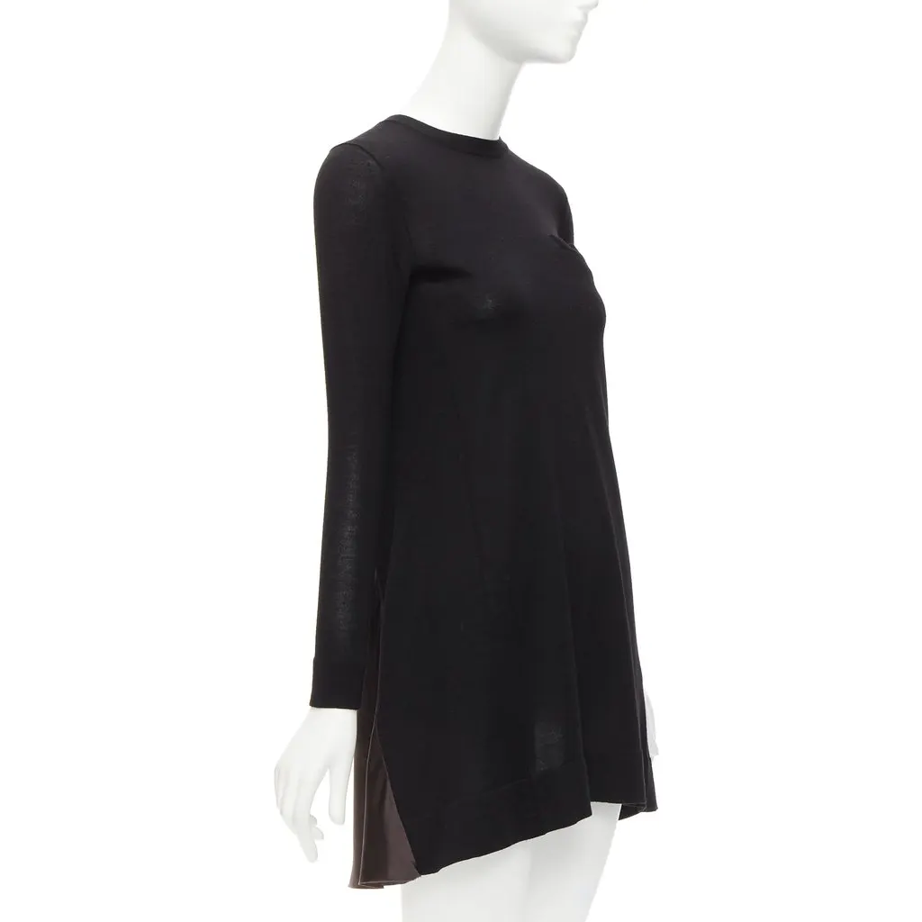 Sacai Pleat Back Dress Black Wool Never worn - Inside View