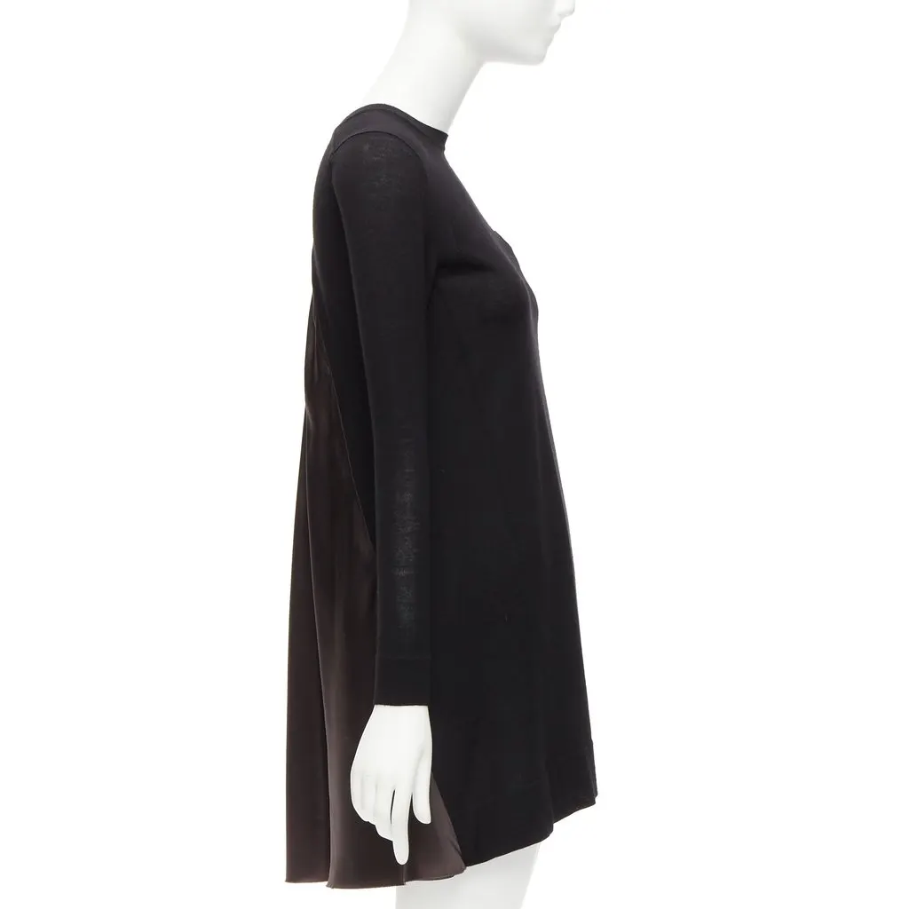 Sacai Pleat Back Dress Black Wool Never worn - Model View