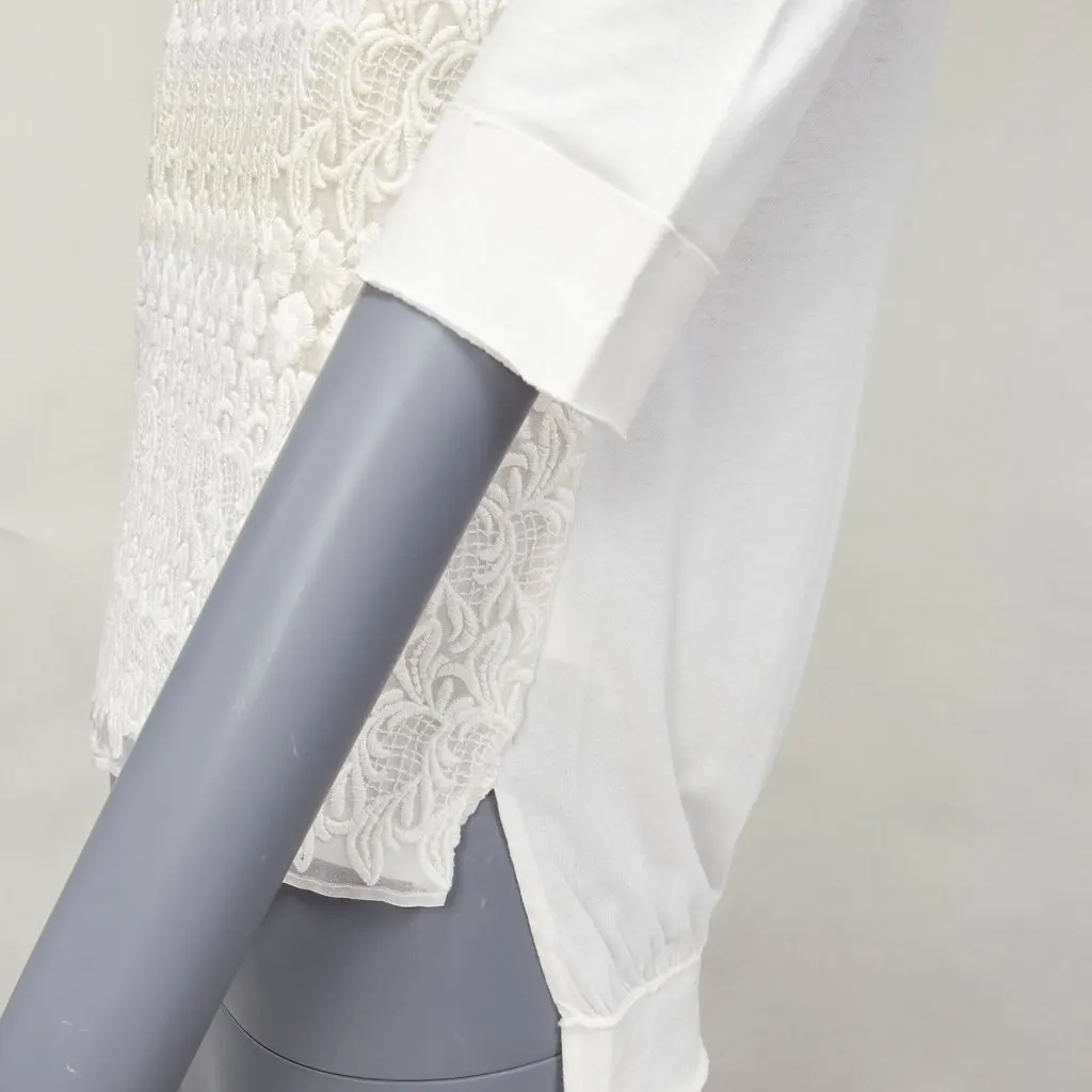 Giambattista Valli Lace Overlay Tee White Cotton Fair - Back View
