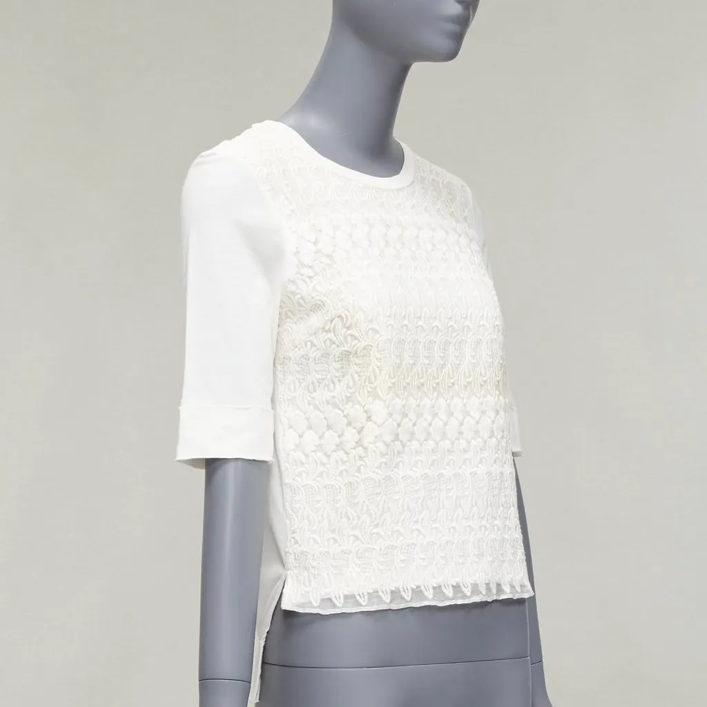 Giambattista Valli Lace Overlay Tee White Cotton Fair - Inside View