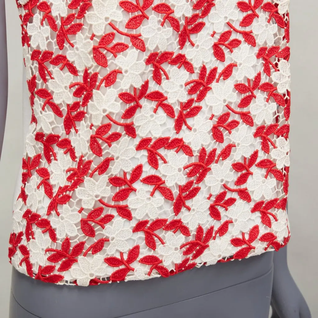 Giambattista Valli Lace Strap Tank Red Cotton Fair - Back View