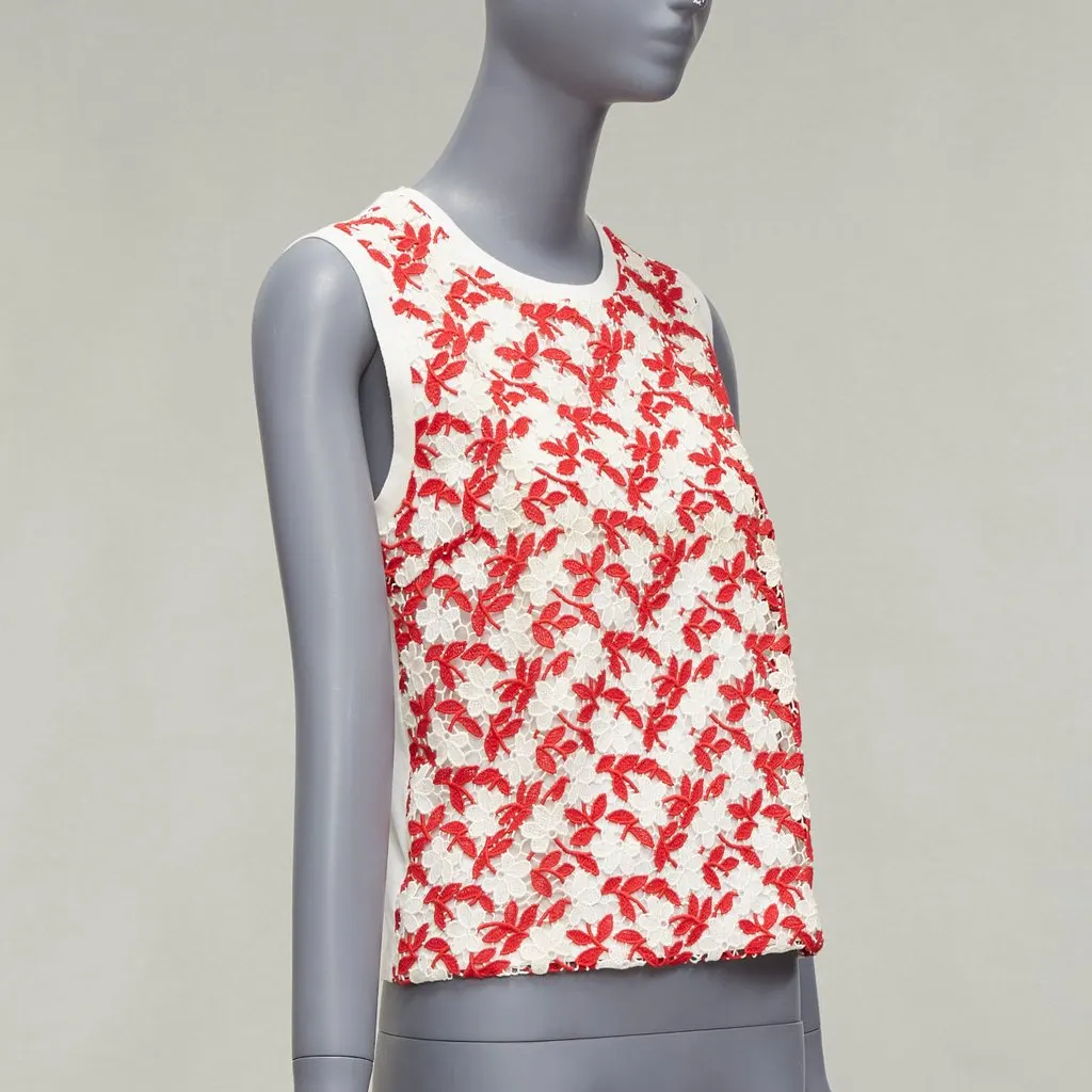 Giambattista Valli Lace Strap Tank Red Cotton Fair - Inside View