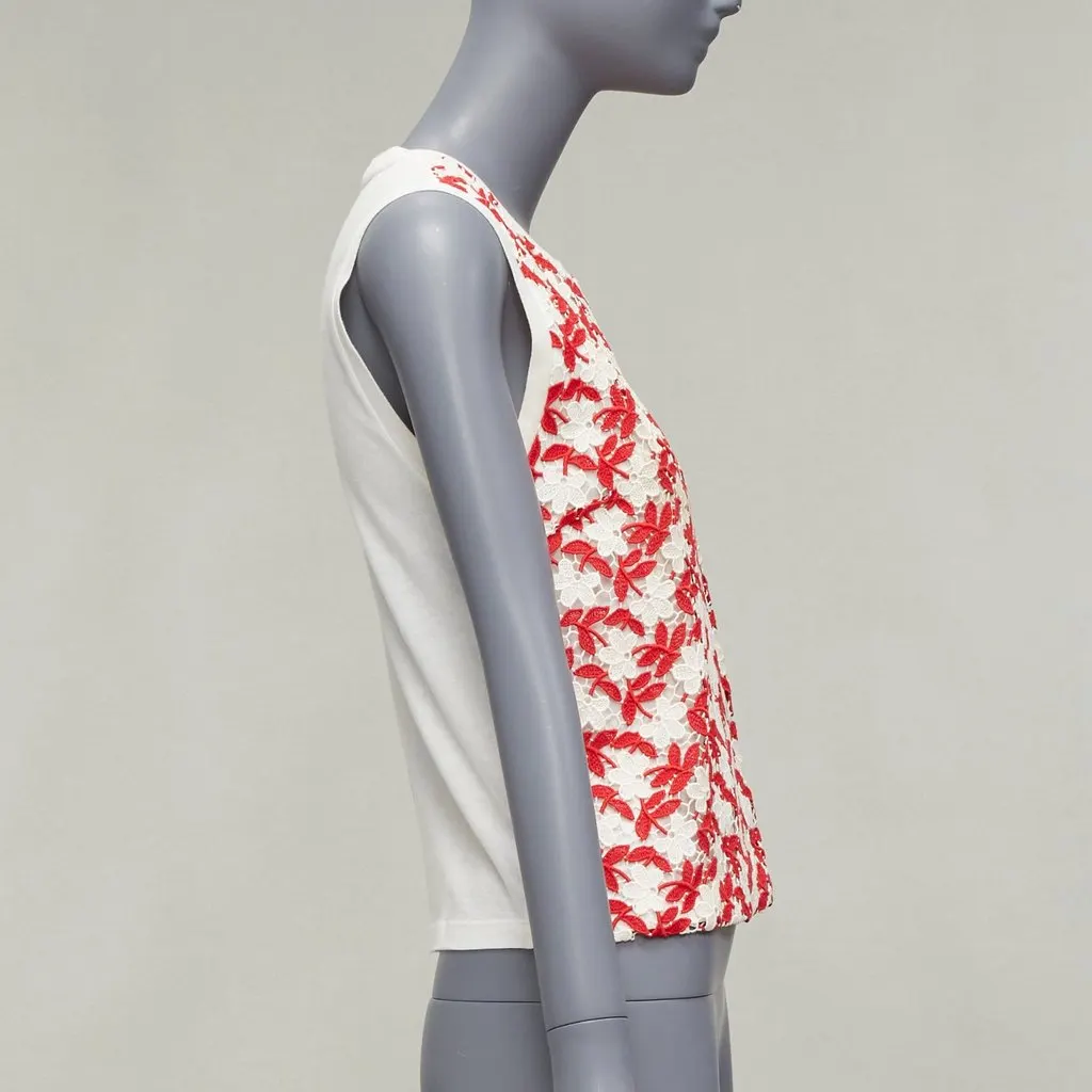 Giambattista Valli Lace Strap Tank Red Cotton Fair - Model View