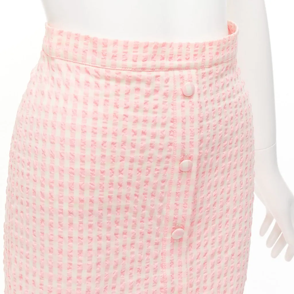 Altuzarra Gingham Button Skirt Pink Cotton Never worn - Back View
