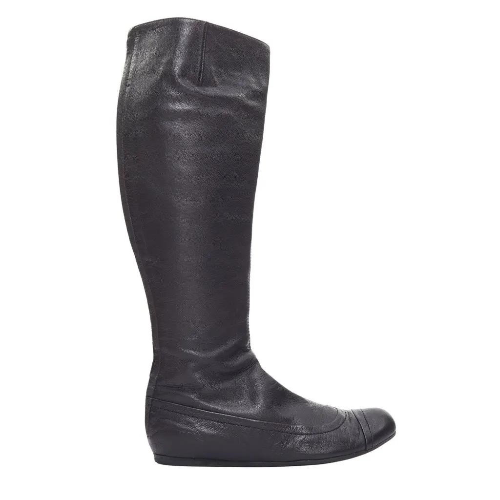 Lanvin Patent Corset Lace Boots Black Leather Very good - Front View
