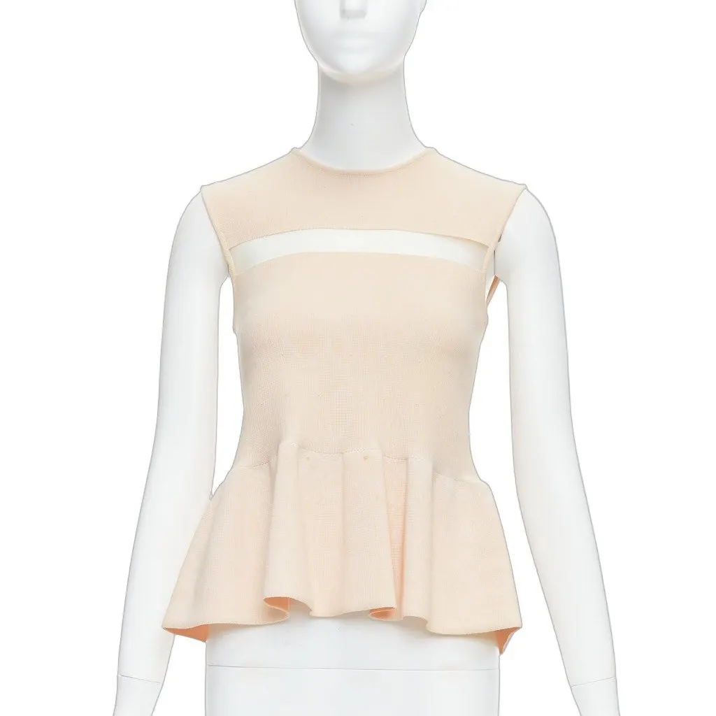 Giambattista Valli Sheer Panel Top Beige Cotton Fair - Front View