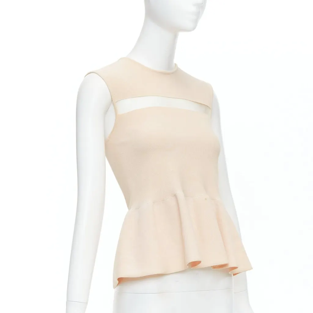 Giambattista Valli Sheer Panel Top Beige Cotton Fair - Inside View