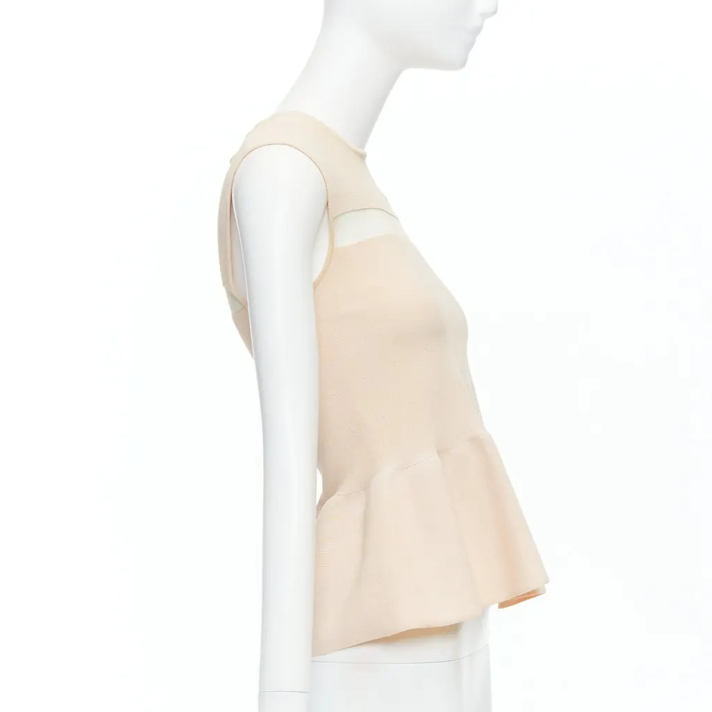 Giambattista Valli Sheer Panel Top Beige Cotton Fair - Model View