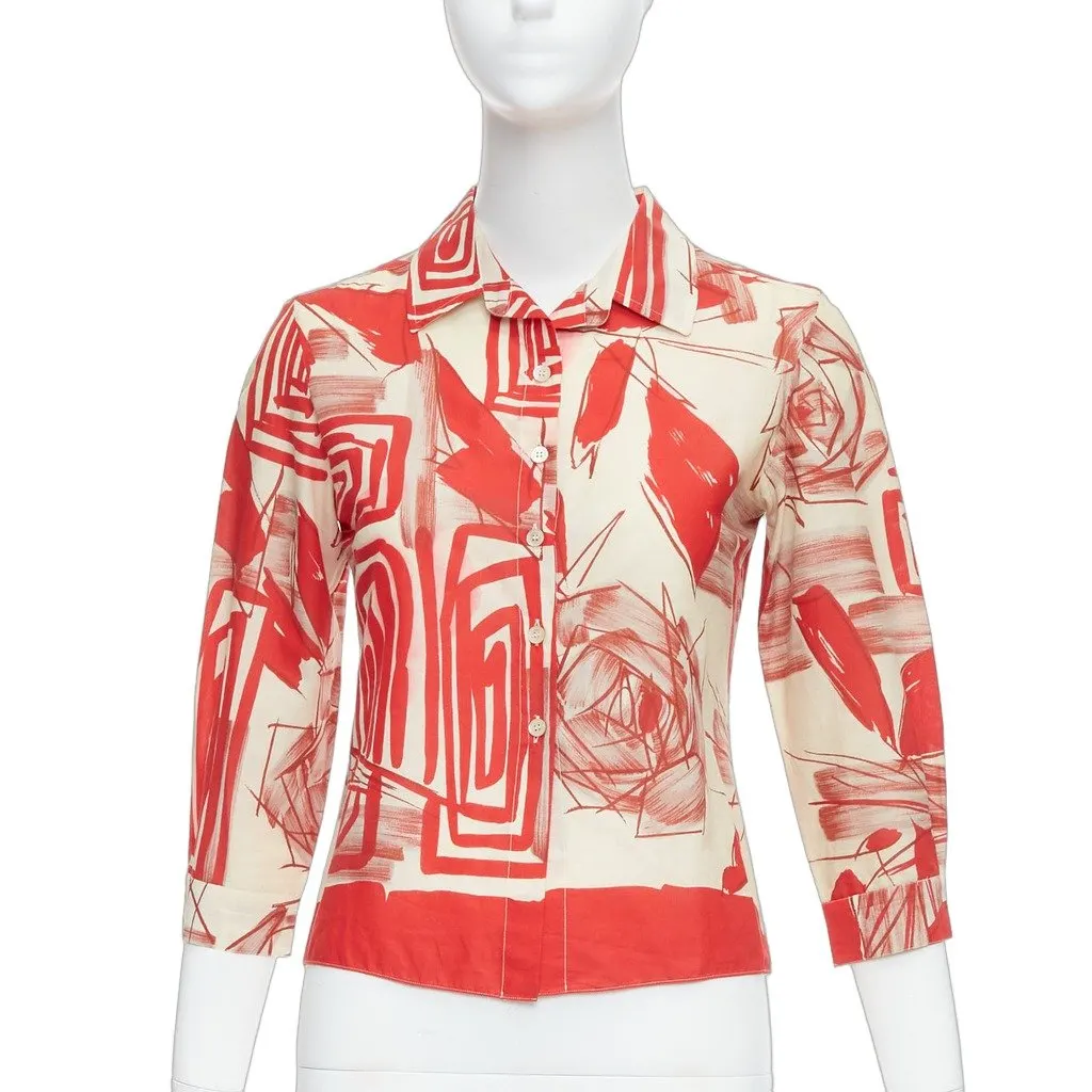 Marni Floral Crop Shirt Red Cotton Good - Front View