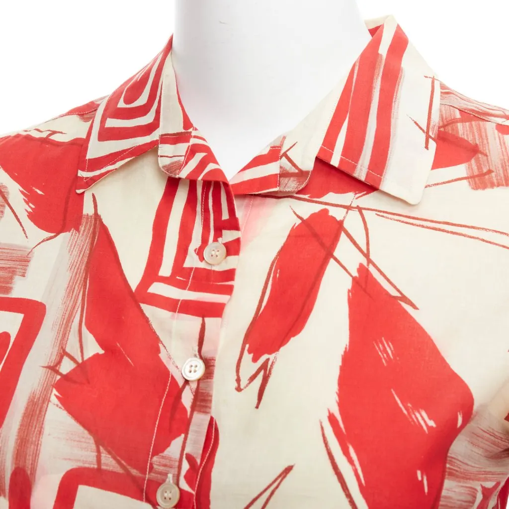 Marni Floral Crop Shirt Red Cotton Good - Back View