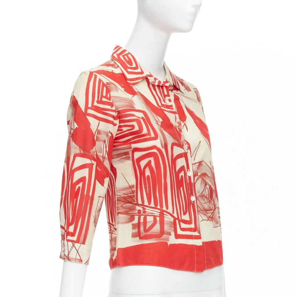 Marni Floral Crop Shirt Red Cotton Good - Inside View