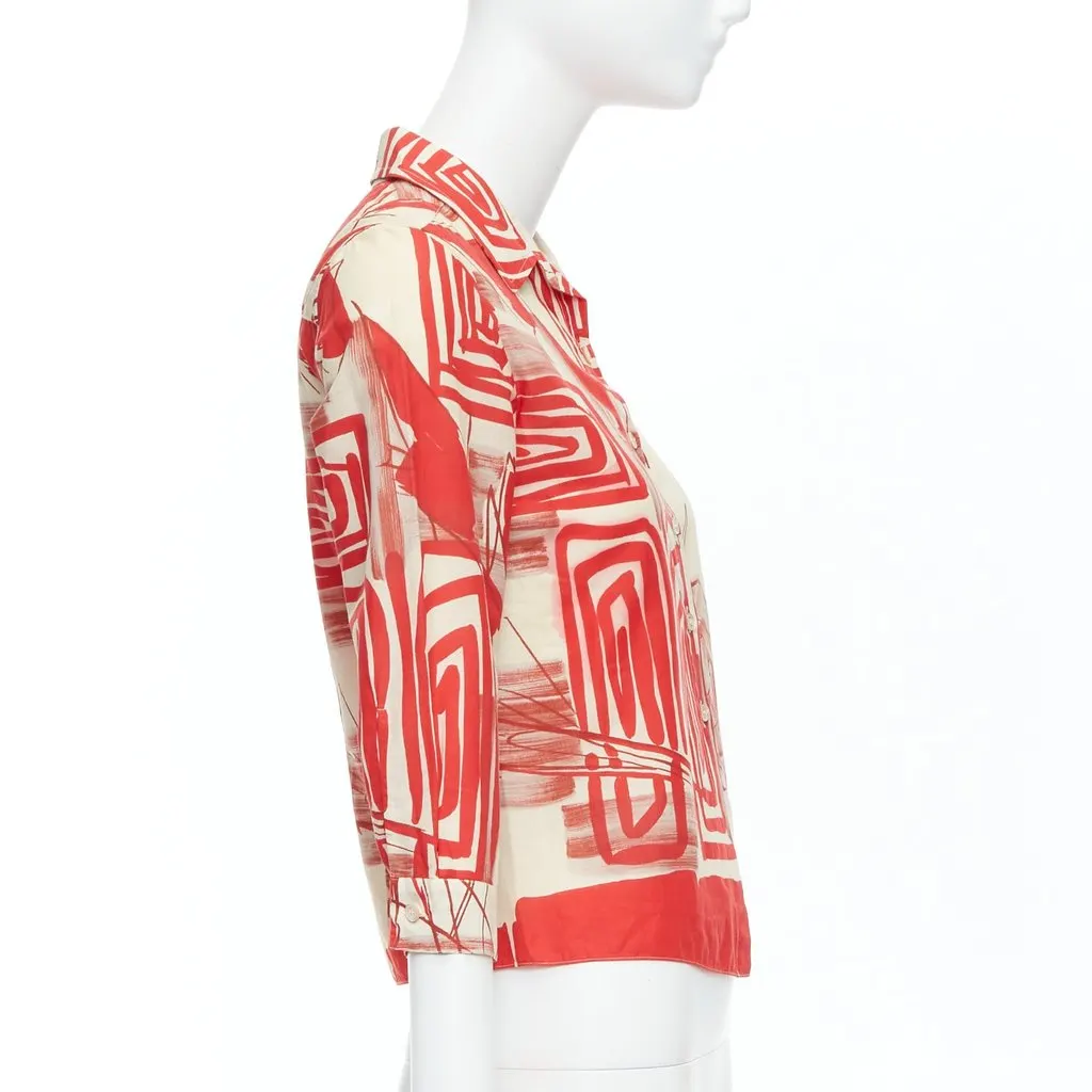 Marni Floral Crop Shirt Red Cotton Good - Model View