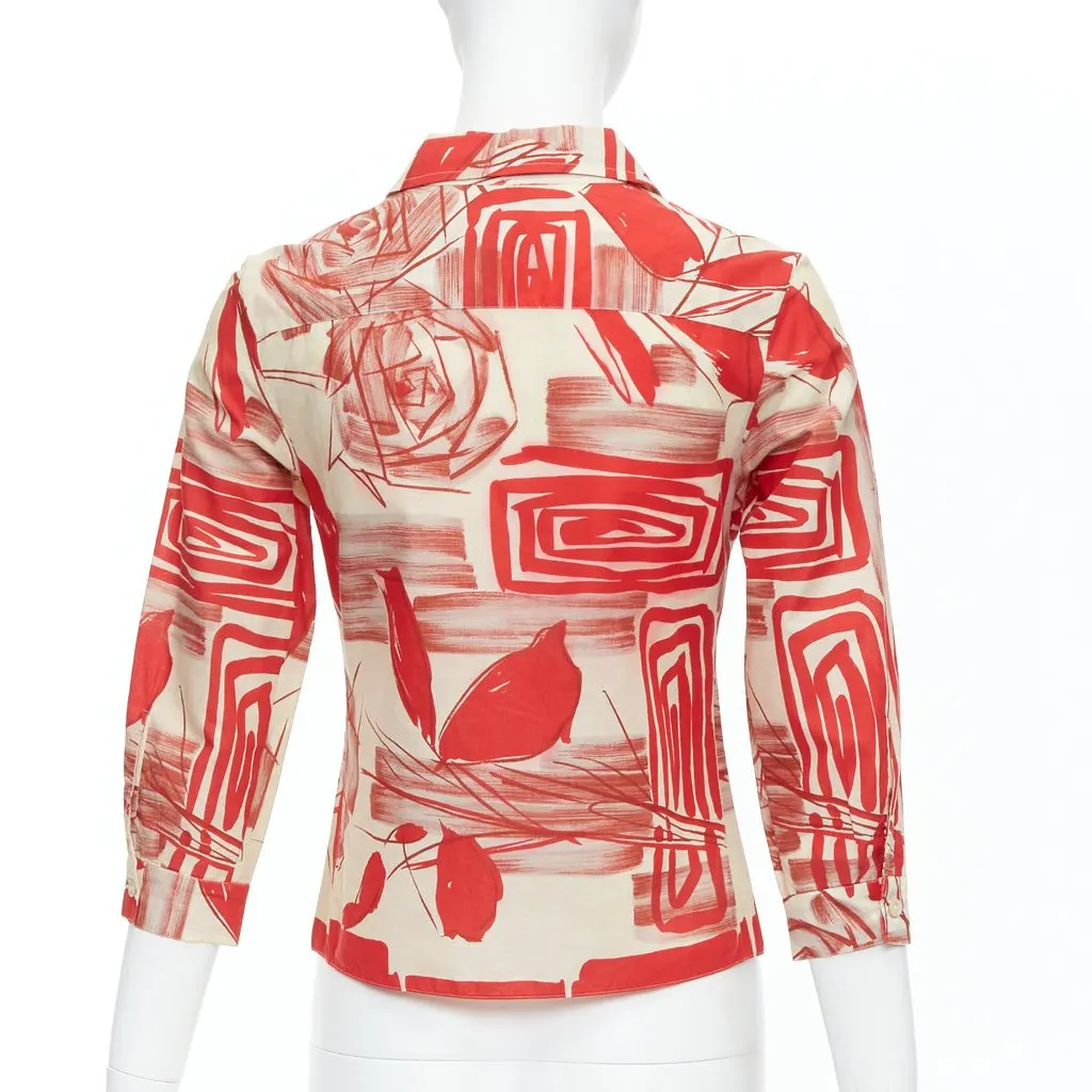 Marni Floral Crop Shirt Red Cotton Good - Box View