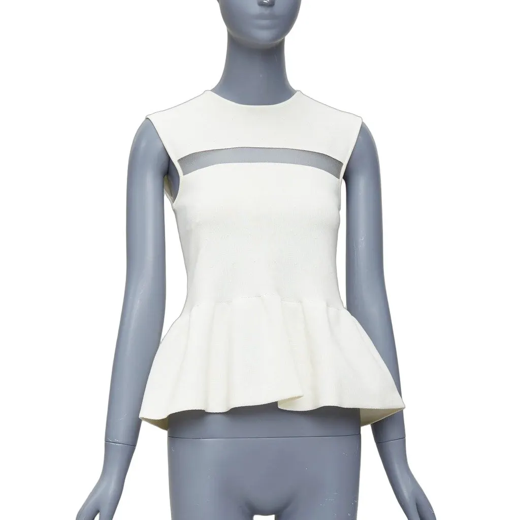 Giambattista Valli Sheer Panel Top Ecru Cotton Fair - Front View